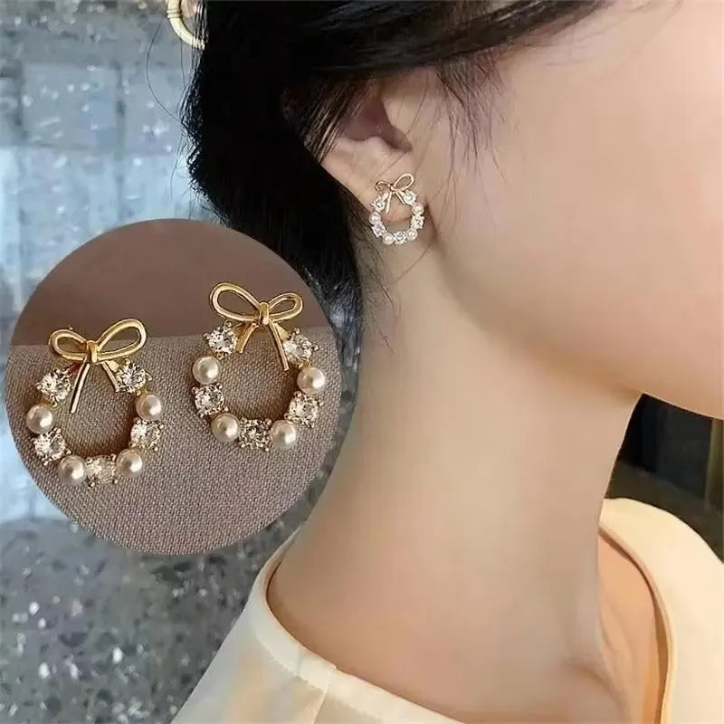 925 Silver Needle Korean Fashion Zircon Geometric Earrings For Women Jewelry 2025 Trending Luxury Crystal Cross Stud Earrings