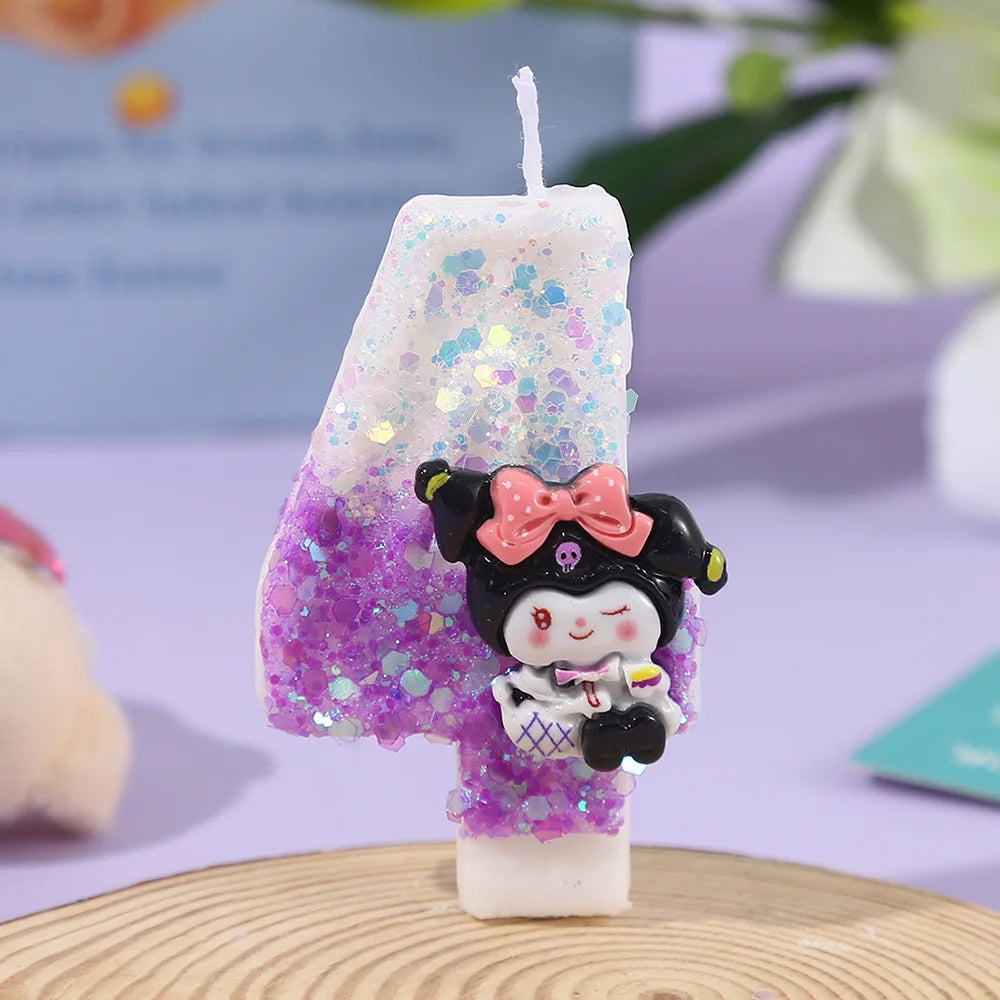 Kawaii Kuromi Birthday Candle Sanrio Purple 0-9 number Candles Birthday Cake Decoration Anniversary Party Candles Scene supplies