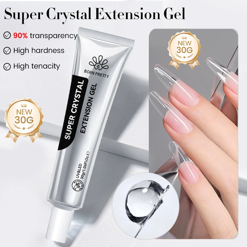 BORN PRETTY 15ml クリア ノンスティック ハンドエクステンション ジェルネイルポリッシュ 3Dシェーピングネイルアート用 固形ミルキーゼリーハードジェル フェイクネイル用