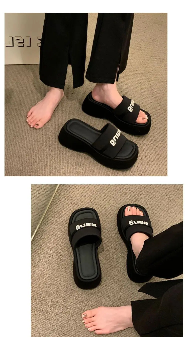 Women's Slippers 2025 New Fashion Comfortable Platform Sandals Concise Outdoor Women‘s Closed Toe Beach Muje Summer Shoes