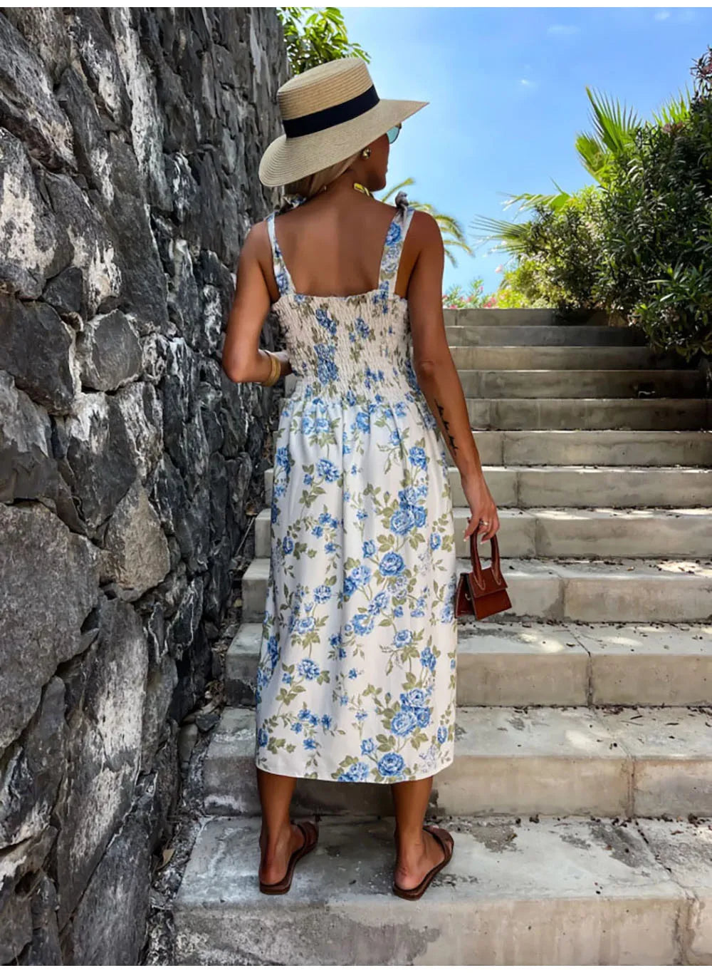 Summer Sexy Strap Midi Party Dresses Women 2024 Fashion Sleeveless Backless Print Slim White Dress Vacation Sundress Elegant