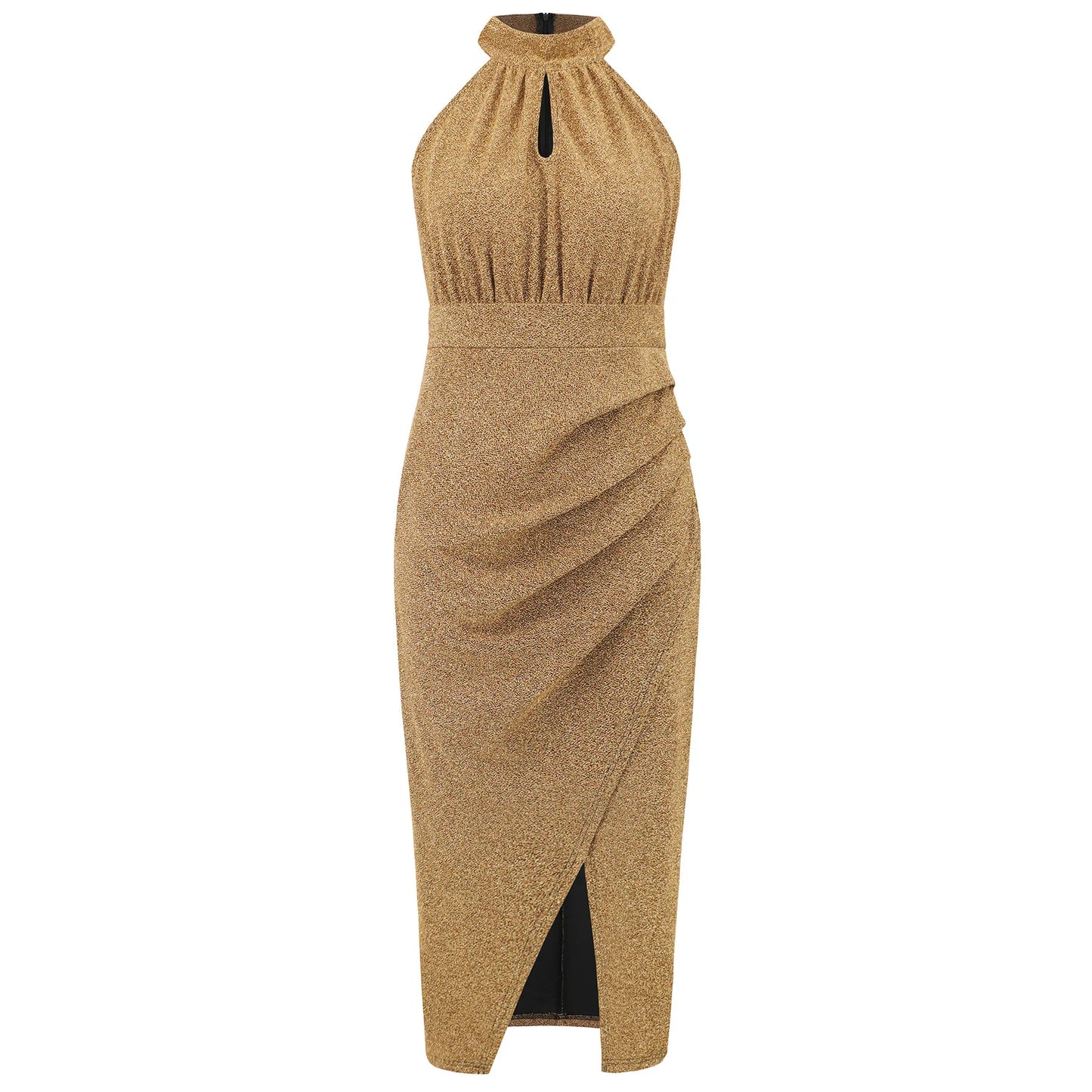 VigoCasey 2025 Female Sleeveless Evening Party Dress Women Summer Solid Bodycon Dress Sexy Lady Stand-up Collar Tight Dresses