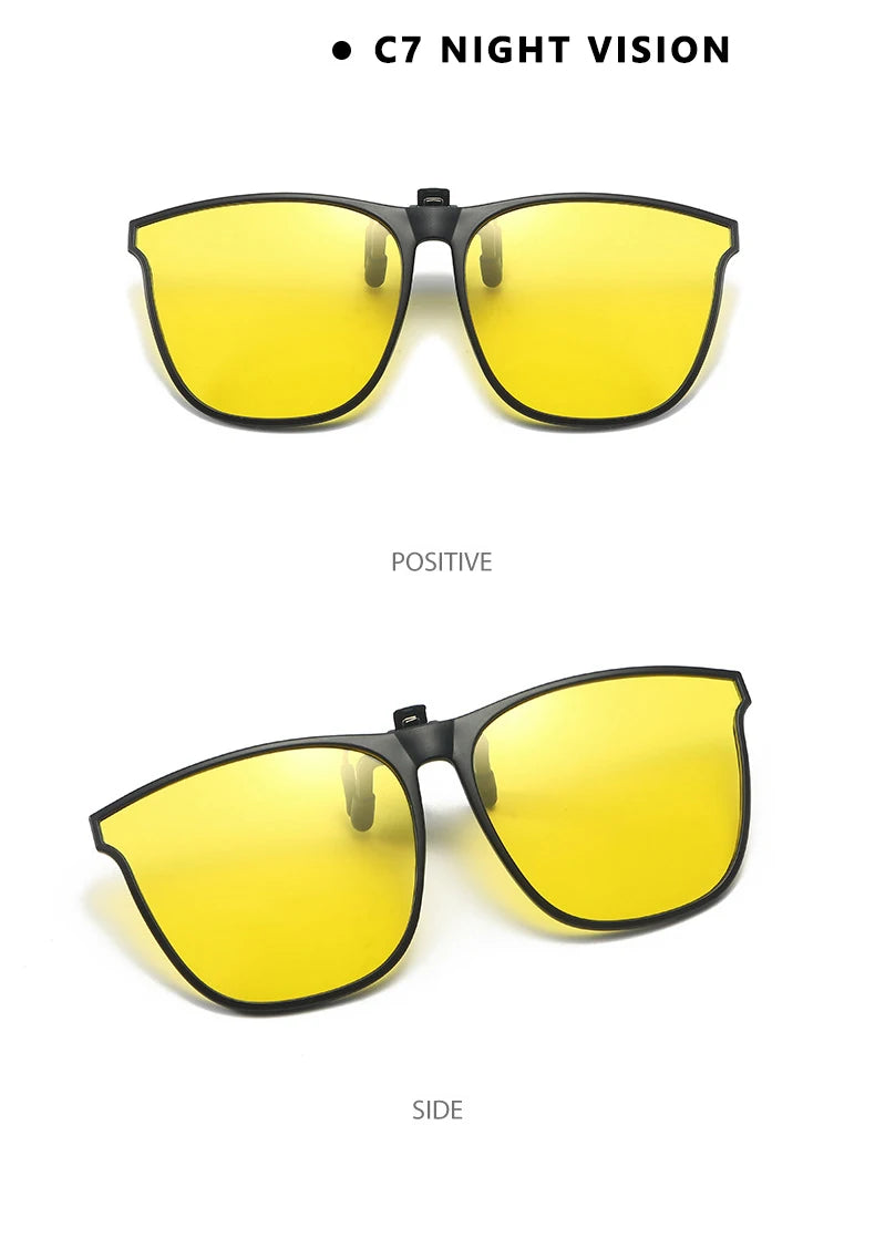 Polarized Clip On Sunglasses Men Car Driver Goggles Night Vision Glasses Anti Glare Vintage Square Glasses Oculos