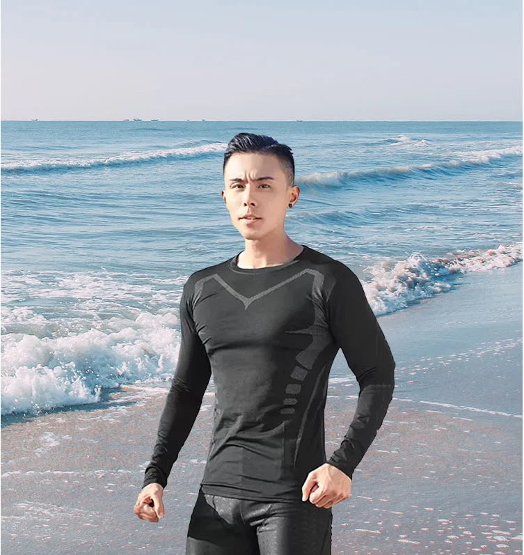 Men's swimsuit full body sun protection long sleeve short sleeve pants Boys swim shorts long pants swim top surf snorkeling beac