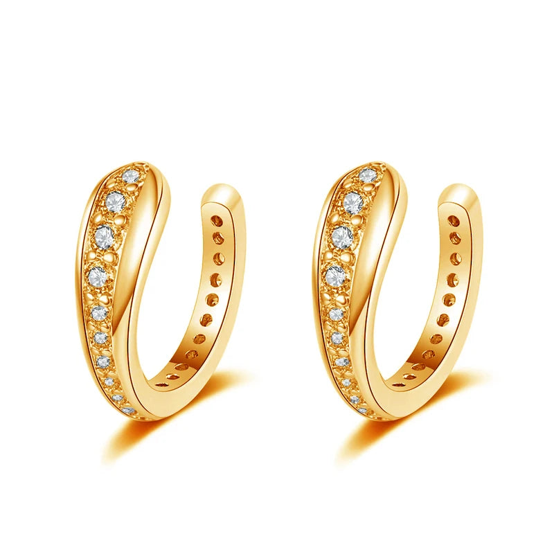 Punk Rock Unisexual U Type Zircon Clip Earrings 925 Sterling Silver C Shape Rhinestone Ear Bones Nose Clip Women&Men Jewelry