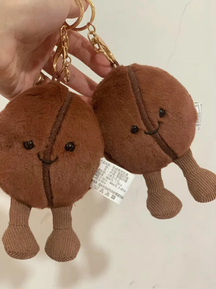Jellycat コーヒー豆バッグペンダント 漫画ぬいぐるみ 笑顔のコーヒーフードぬいぐるみ かわいいキーチェーン ソフトドール 誕生日プレゼント 女の子