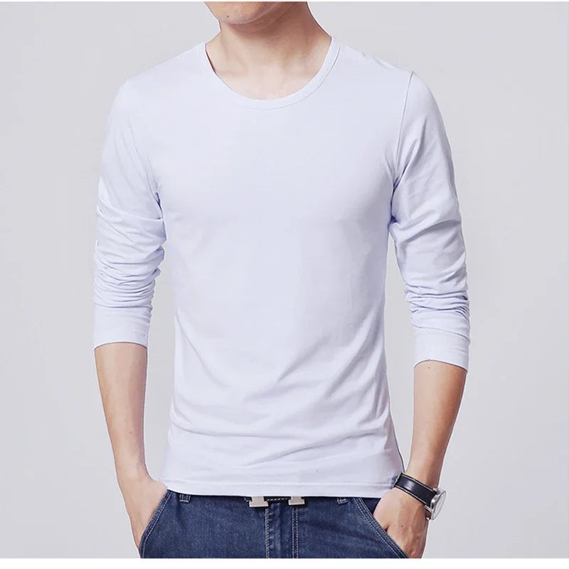 2025 MRMT 新品 メンズ Tシャツ 長袖 スリム メンズ Tシャツ 若者向け 純色 トップス Tシャツ Oネック 男性 ボーイズ Tシャツ