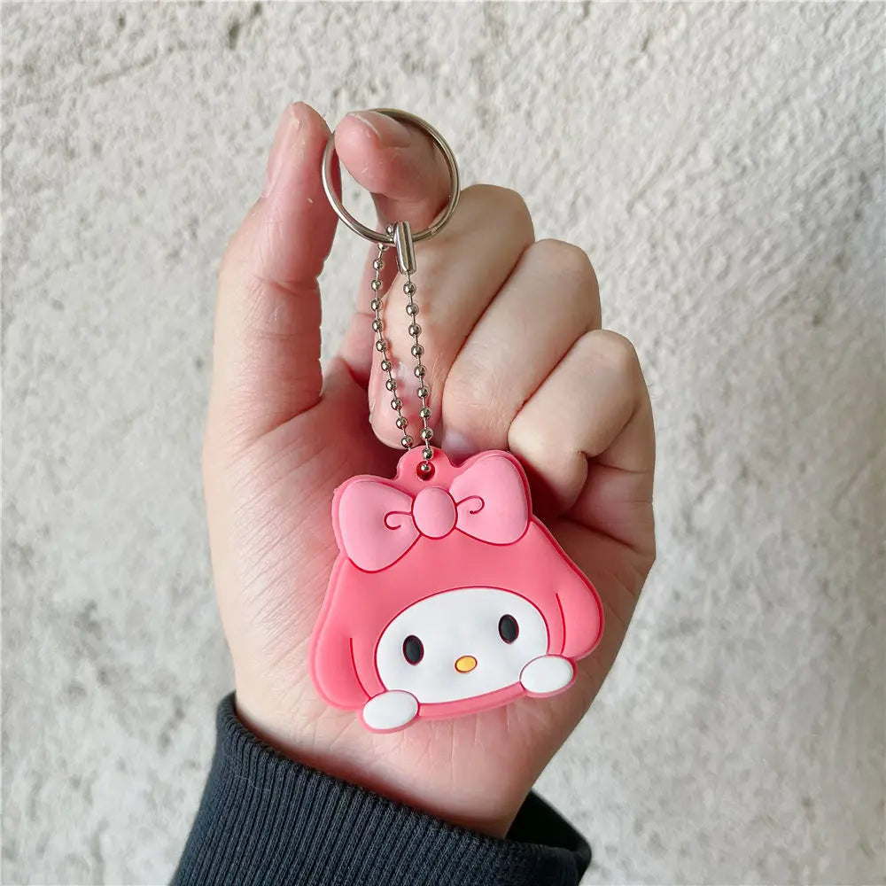 Sanrio Hello Kitty Kuromi Keychain Silicone Kawaii Anime Cute Key Case Kt Cat Pendant Melody Access Control Card Case Keychain