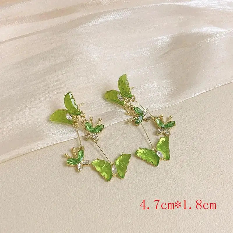 925 Silver Needle Purple Butterfly Long Tassel Earrings For Women Jewelry 2025 Trending Korean Fashion Luxury Crystal Earrings