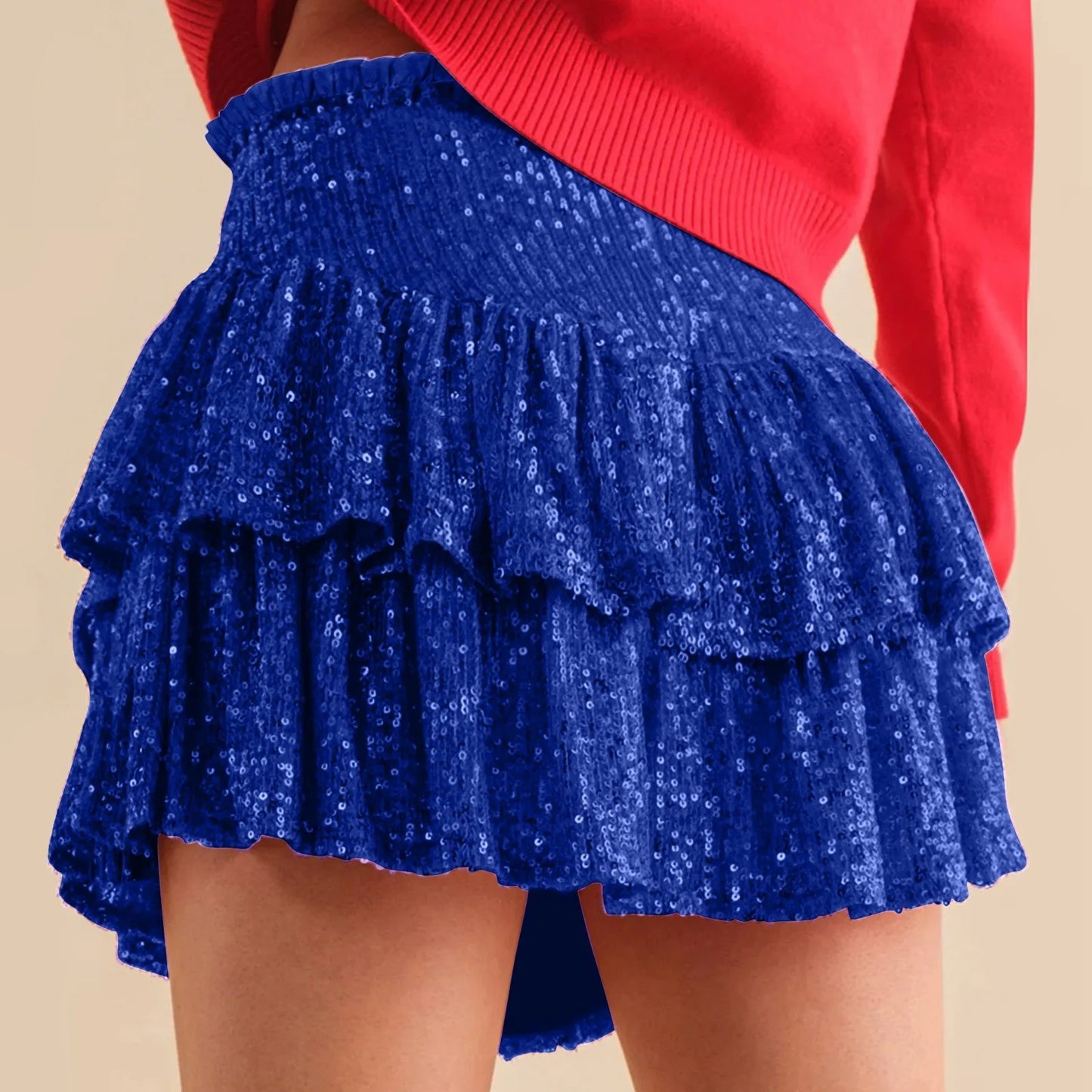 2024 Fashion Party Evening Clothes for Women Summer Sexy Elastic High Waist Sequin Mini Pleated Skirts Streetwear Short Dress