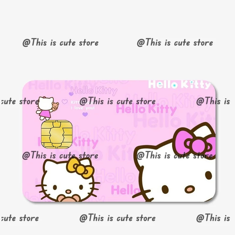 Sanrios Hello Kittys Kuromi Credit Card Skin Stickers for Bank Card Bus Anime Rilakkuma Metro Card Sticker Waterproof Girls Gift