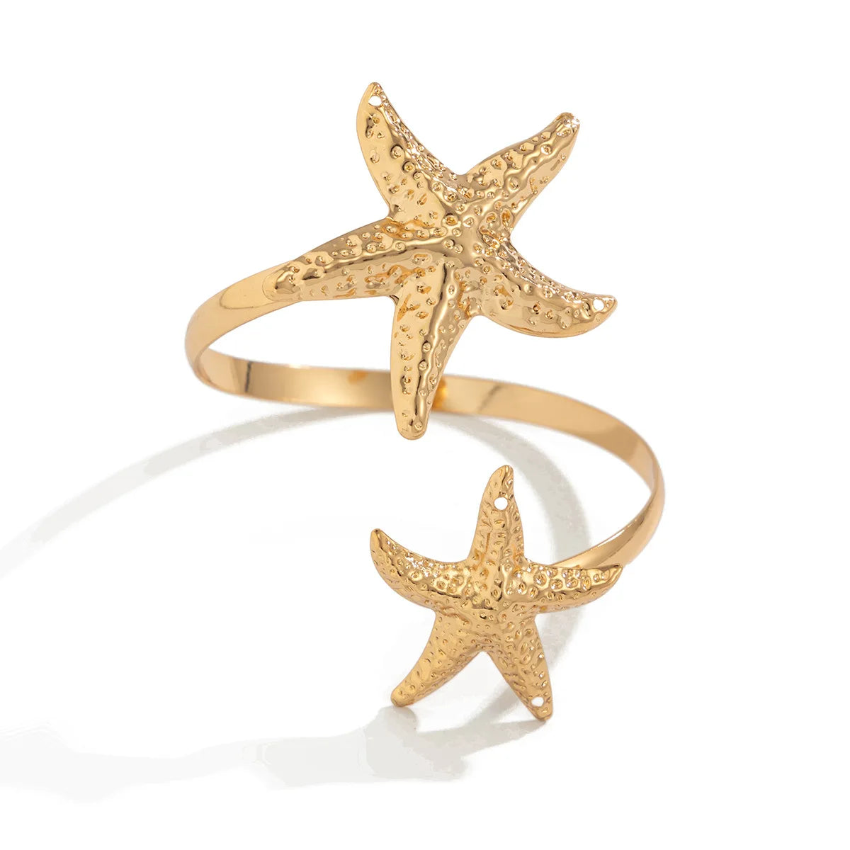 Women's European and American Fashion Gold Color Starfish Arm Chain Bracelet Summer Beach Travel Banquet Party Dress Up Gift
