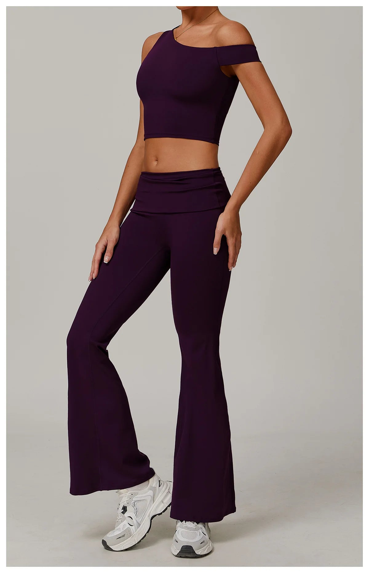 2Pcs Gym Set Sportswear Women Sports Tank Tops High Waist Stretch Flared Pant Gym Suit Fitness Clothes Activewear Workout Sets