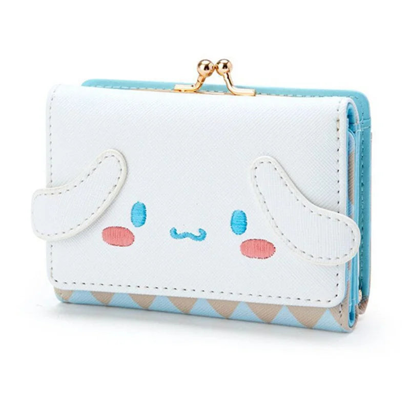 Sanrio Cinnamoroll Kuromi My Melody Hello Kitty Kawaii PU Leather Wallet Card Holders Casual Coin Purse Money Bag