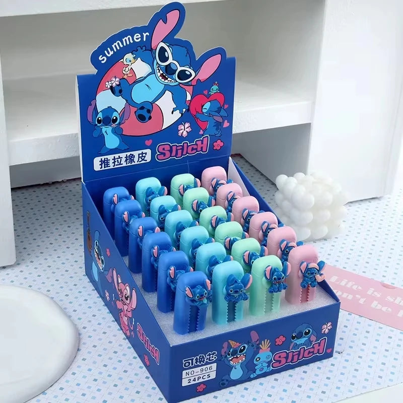 Stitch Push Pull Eraser Cartoon Resin Correction Erasers Writing Pencil Clean Up Students Stationery Office School Supplies