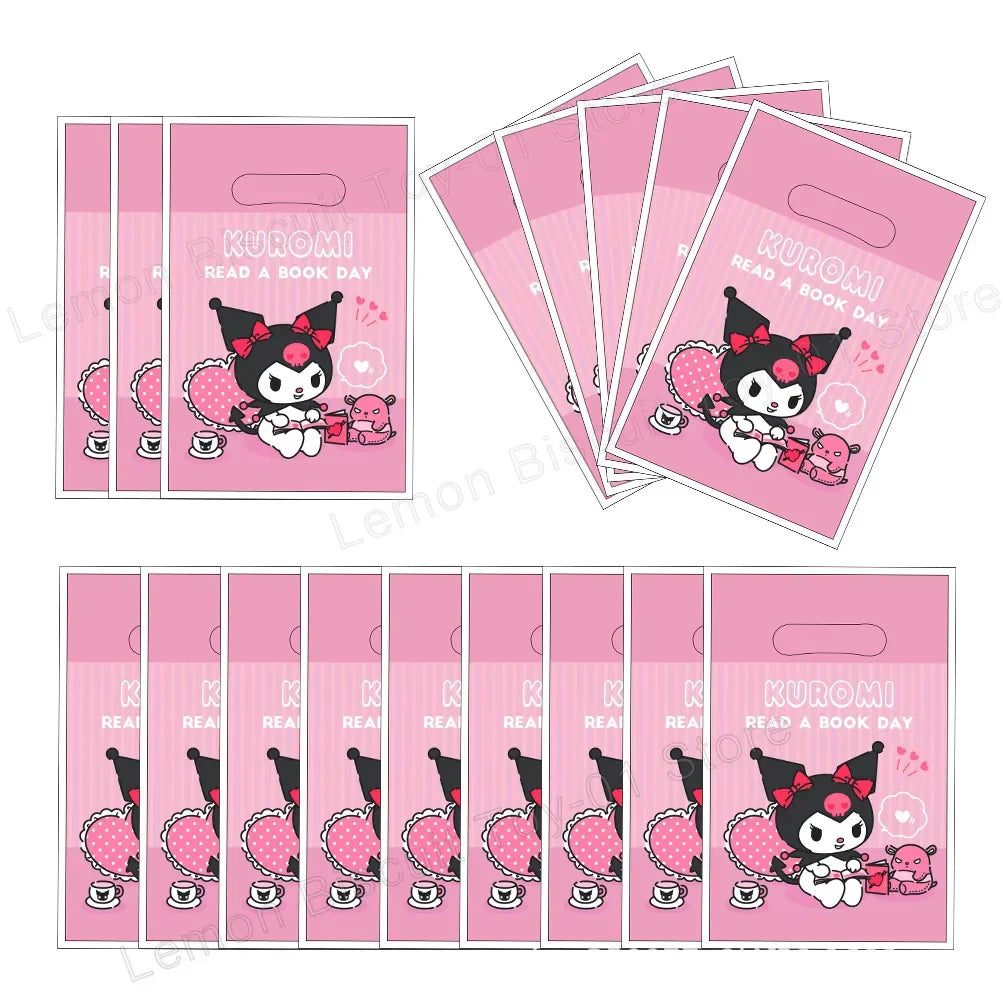 Kuromi Theme Birthday Party Decoration Kid Shower Sanrio Girl Tableware Supplies Tablecloth Number Balloon Cake Topper Gift