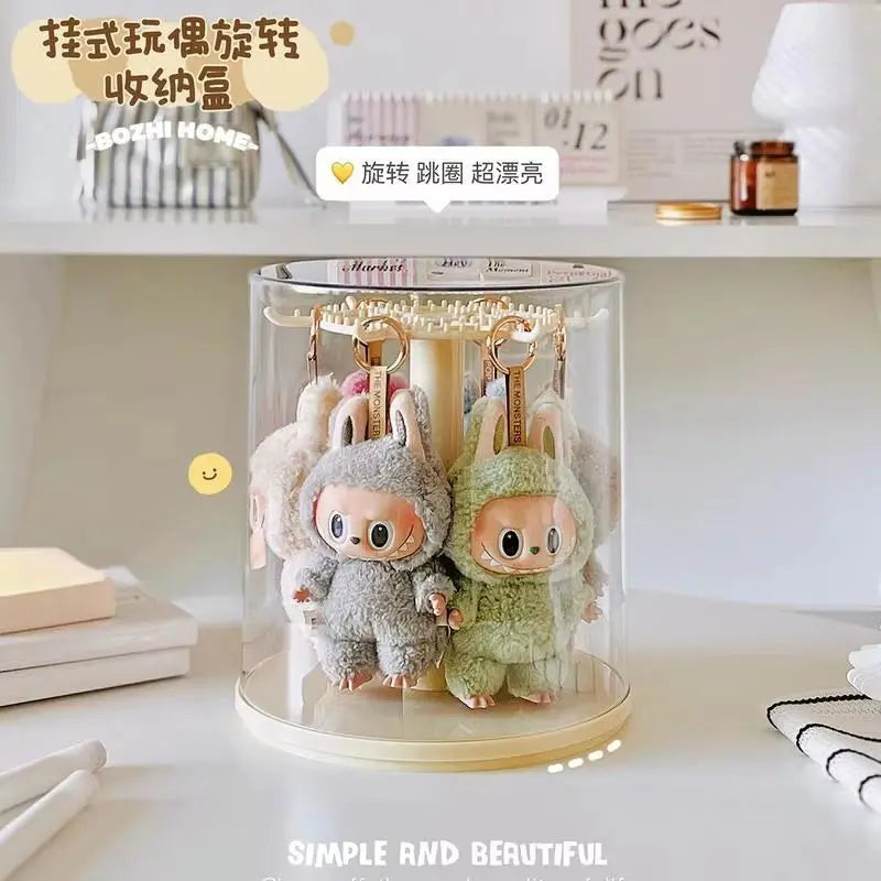 Labubu Pendant Display Box Rotating Transparent Labubu Doll Handmade Blind Box Storage Display Rack Decoration In Stock