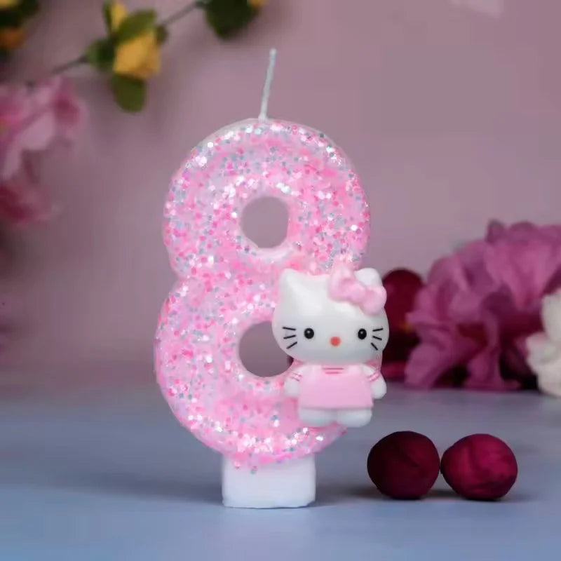 Sanrio Cute Hello Kitty Fun Digital Candles Creative Kawaii Cartoon Pattern Party Decoration Supplies Birthday Cake Accessories