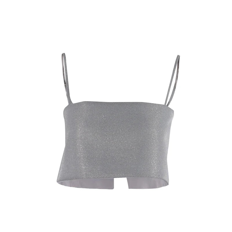 Women's Glittering Tank Tops Sequin Camisoles Sey Low Cut Suspender Crop Tops Summer Vest Club Pary Wear Y2k Streetwear