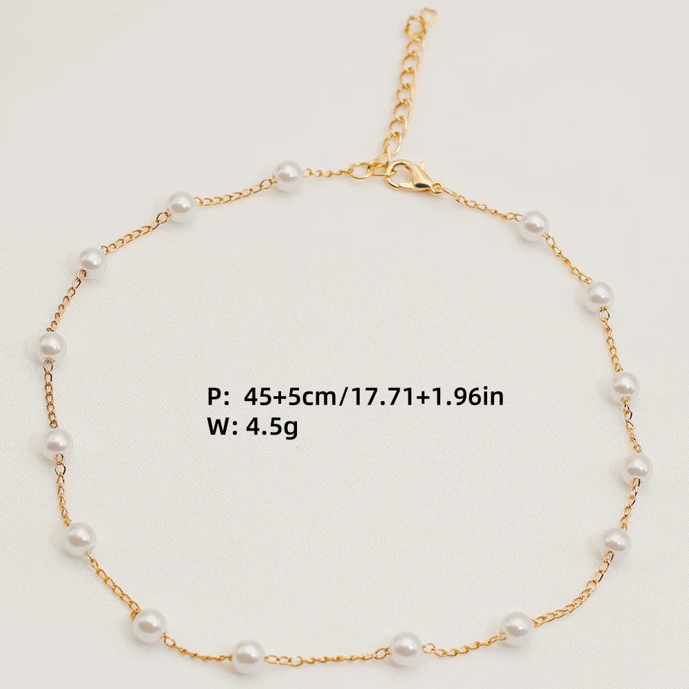 Beads Women's Neck Chain Kpop Pearl Lace Gold Color Goth Choker Jewelry On The Pendant 2024 Collar For Girl