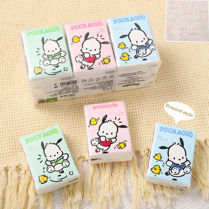 9pcs Sanrio Tissue Kawaii Hello Kitty Cartoon Printed Handkerchief Cute Girl Portable Toilet Paper Girly Birthday Gift