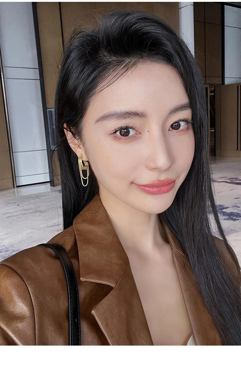 Feminine Temperament Metal Tassel Geometric Earrings 2024 New Design Jewelry Wedding Party Luxury Accessories For Women‘s Gift