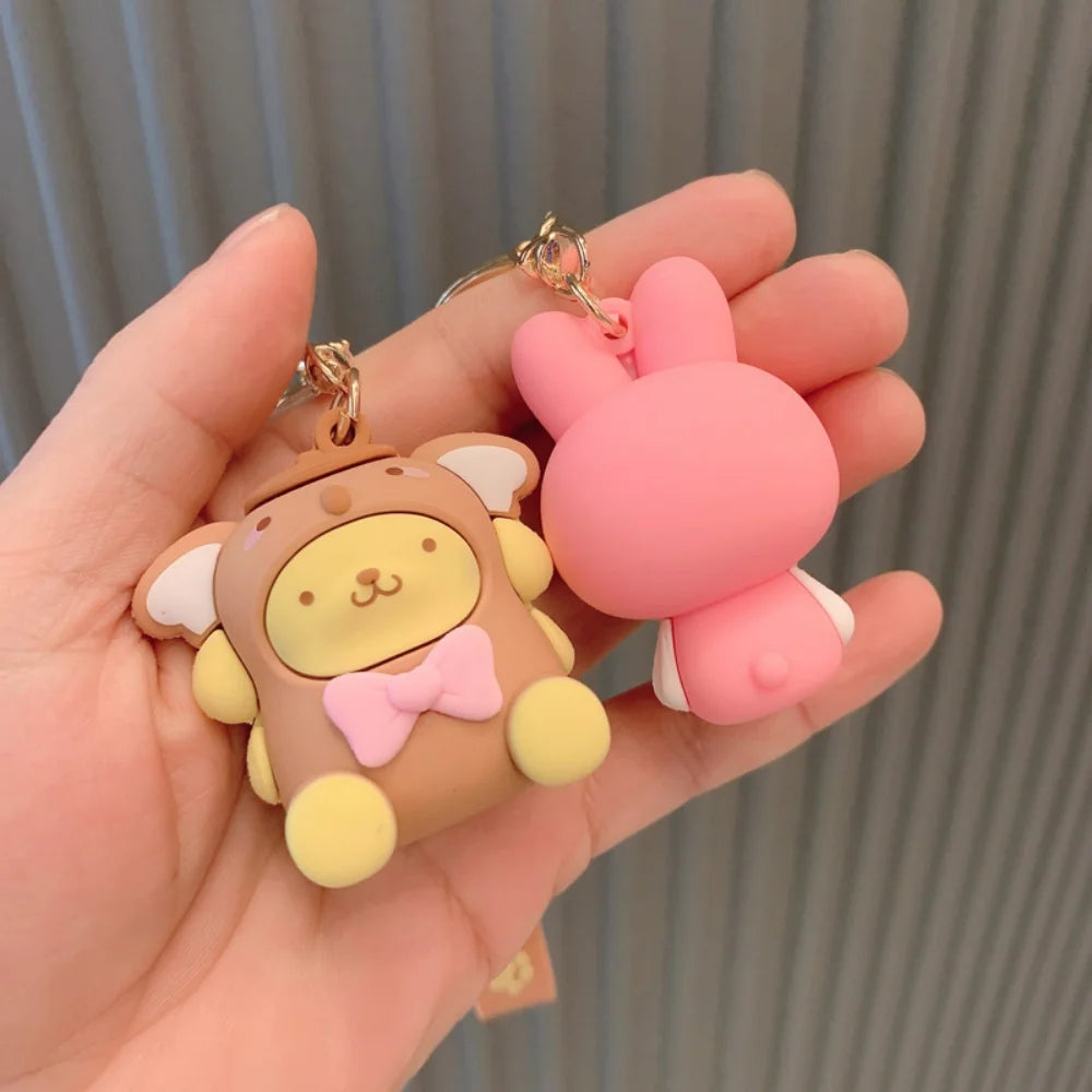 Anime Sanrio Hello Kitty Figures Keychain Kawaii Melody Kuromi Doll Backpack Pendant Decoration Keyring Girl&Kid Gifts Toys