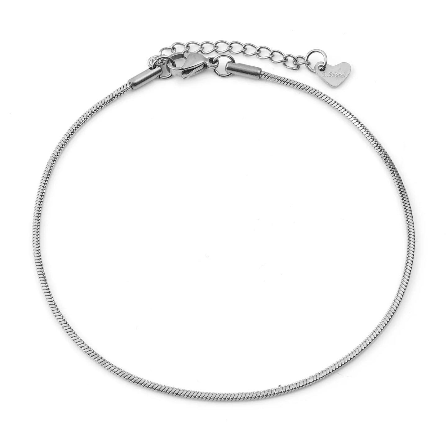 Stainless Steel Link Chain Anklet Silver Color For Women Beach Foot Leg Chain Ankle Bracelets Jewelry Gift 23.5cm long, 1 Piece