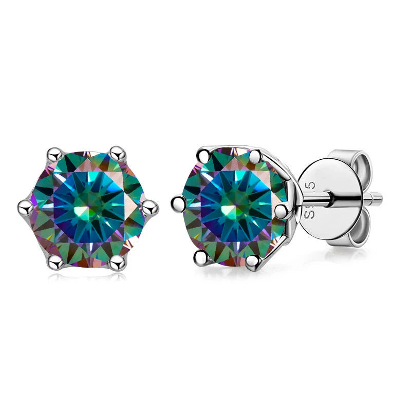 Butterflykiss Real 1 CT D Color Moissanite Stud Earrings For Women Top Quality 925 Sterling Silver Sparkling Wedding Jewelry