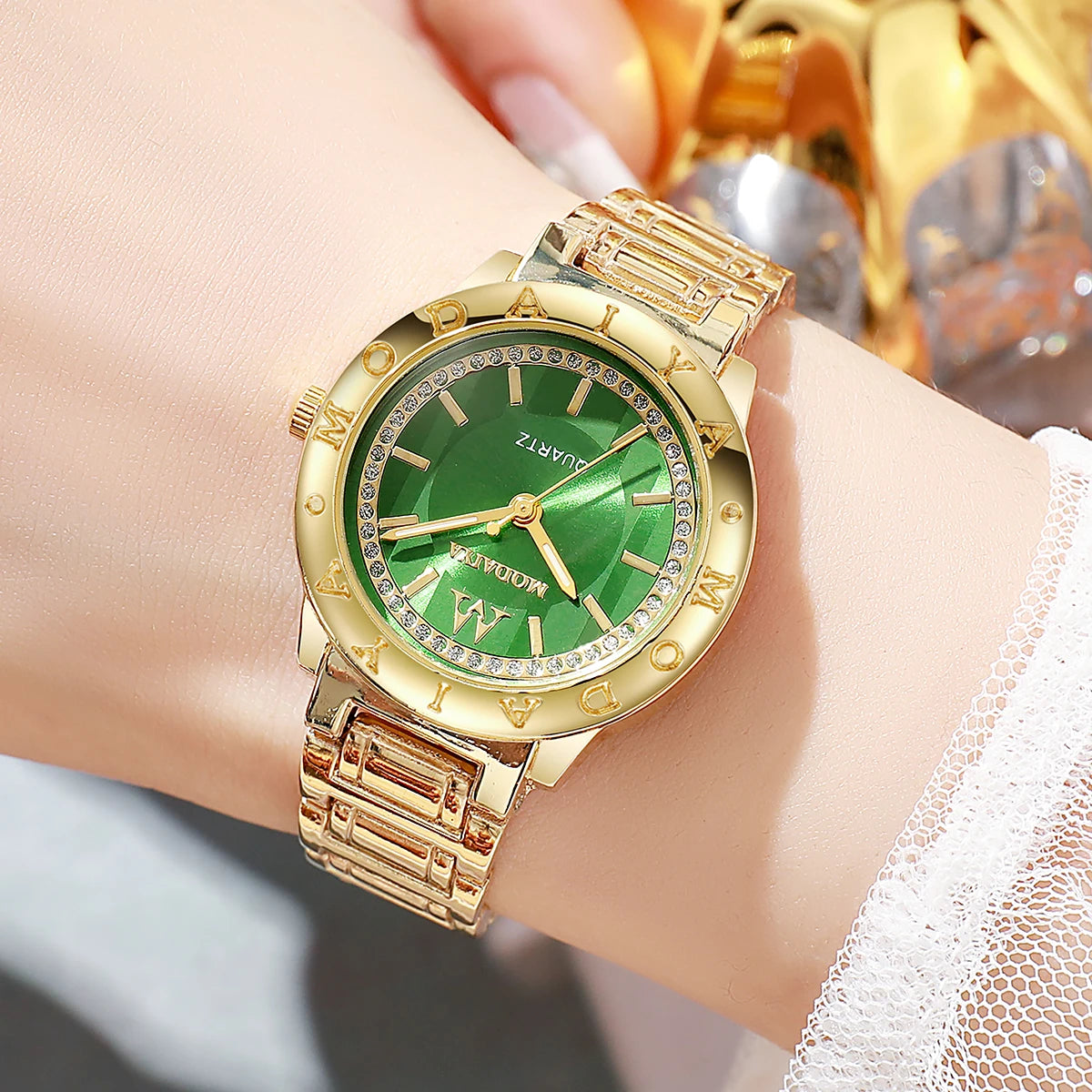 Luxury Elegant Watch for Women Gold Watch Fashion Ladies Quartz Diamond Wristwatch Female Wristwatch Reloj Mujer