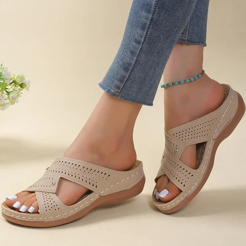 Sandals Women Summer Shoes Women Elegant Low Heels Sandals Summer Slippers Zapatos Mujer Wedge Heeled Sandals Female 2024
