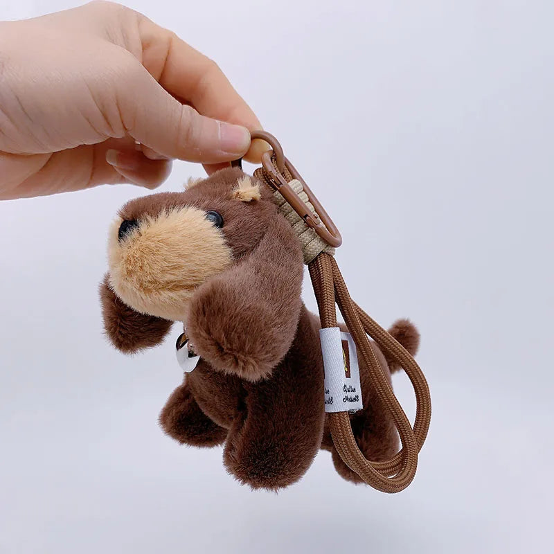 15cm Korea Popular Cartoon Dachshund Keychain Plush Doll Bag Pendant Mini Doll Soft Stuffed Dog Backpack Pendant Girl Women Gift