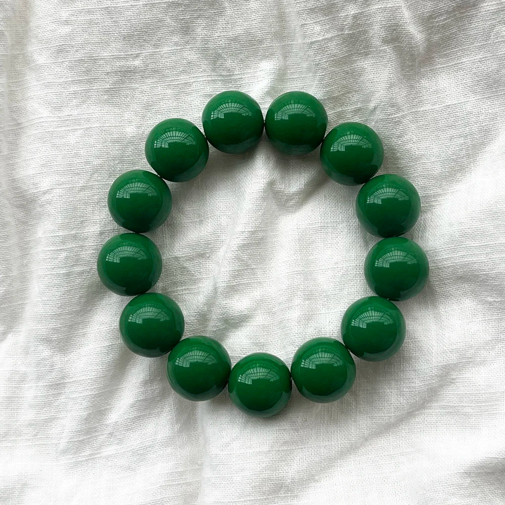 Cute Sweet Colorful Acrylic Big Bead Chunky Bracelet Fluorescent Hand Beaded Simple Bangles Summer Spring Jewelry Accessories