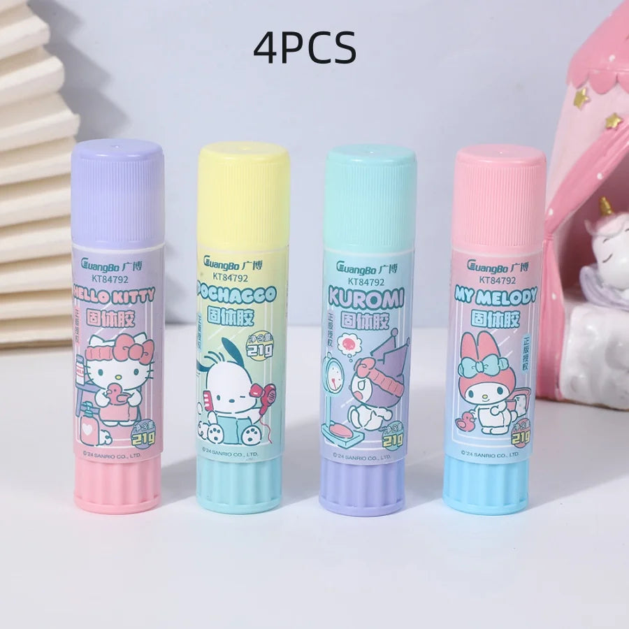 1/4pcs/set Kuromi melody Solid Glue Sticks High Viscosity Adhesive For Office & Students, White,Chrismas gift