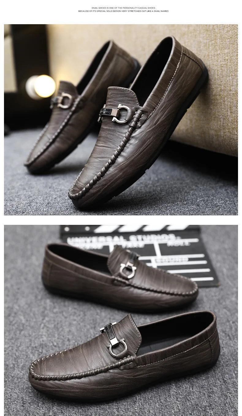 Men Loafers Shoes for Men Luxury Business Dress Shoes Comfy Slip-on Drive Moccasins Footwear Male Brand Leather Boat Shoes Men