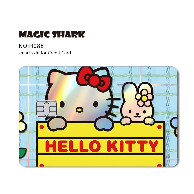 ホットセール Hello Kitty Kuromi ホログラフィックレーザー光沢フィルムスキンカバーステッカー(デビット・クレジットカード・銀行カード用)