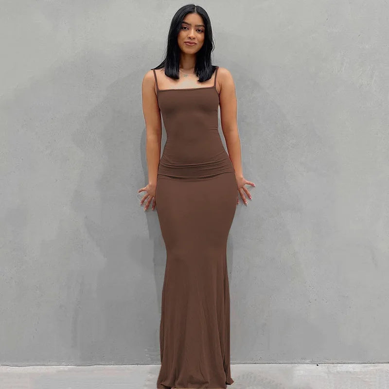 Satin Slip Sleeveless Backless Maxi Dress Women 2025 Y2K Summer Bodycon Elegant Sexy Outfits Ladies Birthday Party Club Sundress