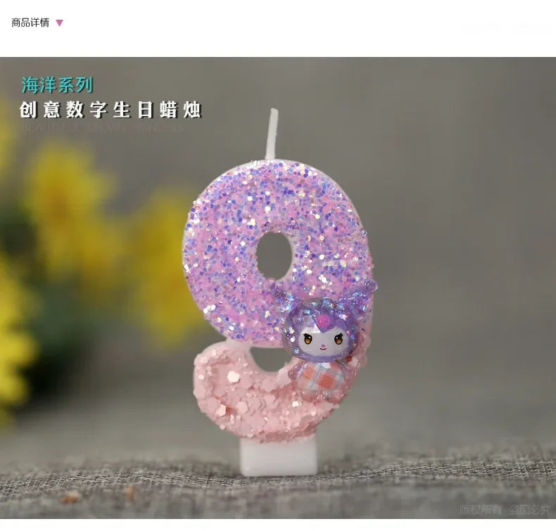 Kuromi Digit 0-9 Candle Sanrio Anime Birthday Decoration Baby Shower Gender Reveal Anniversary Cake Topper Party Supplies Gift