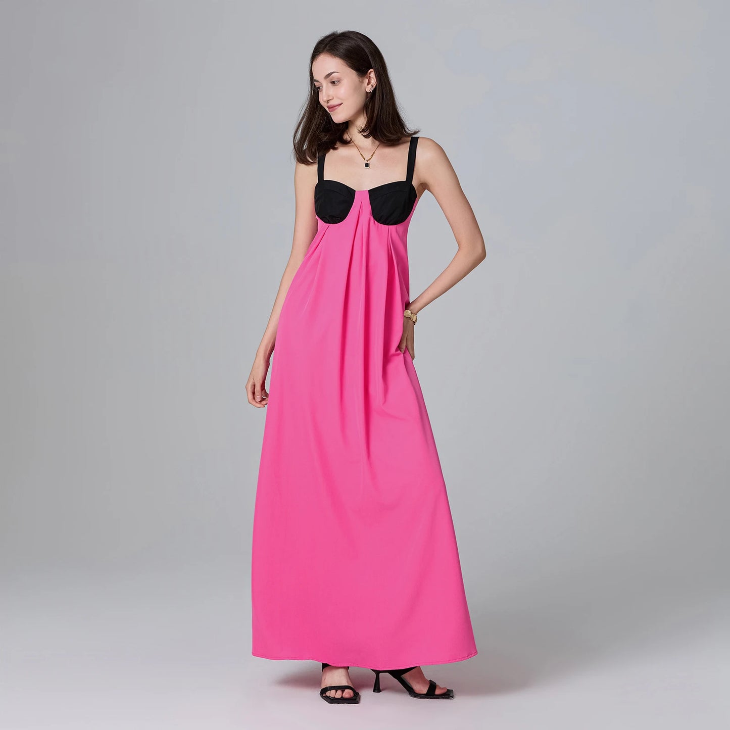 Puloru Night Clubbing Party Dresses Women Patchwork Backless Sleeveless Loose Fit Slips Long Dress Gown Evening Vestidos