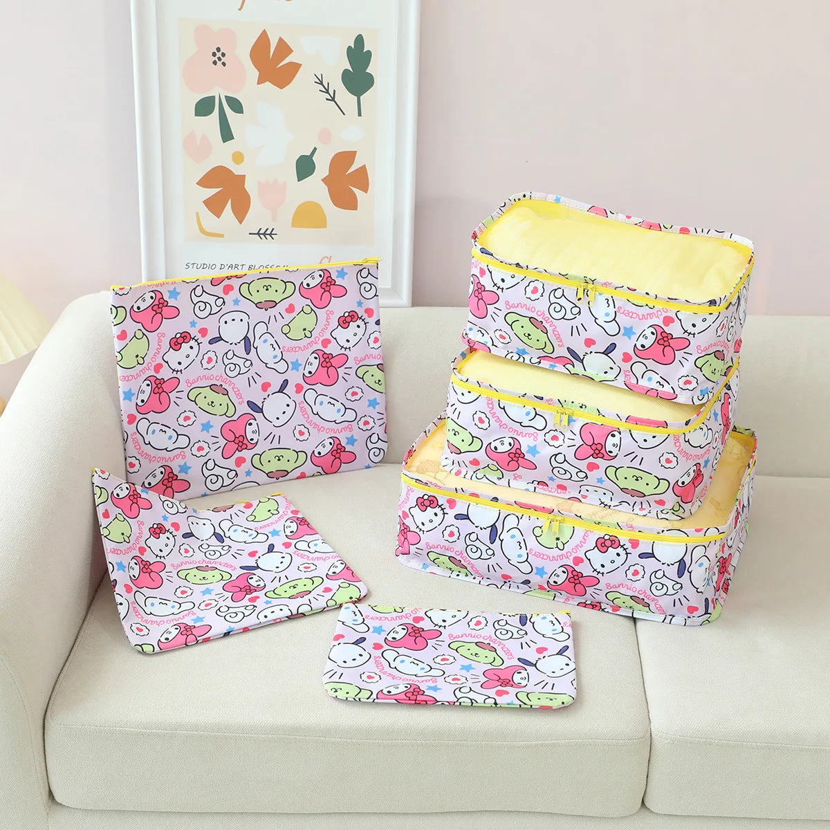 6pcs Sanrio Hello Kitty Storage Box Cartoon Kuromi Waterproof Travel Storage Bag Underwear Shoes Storage Organizing Bag