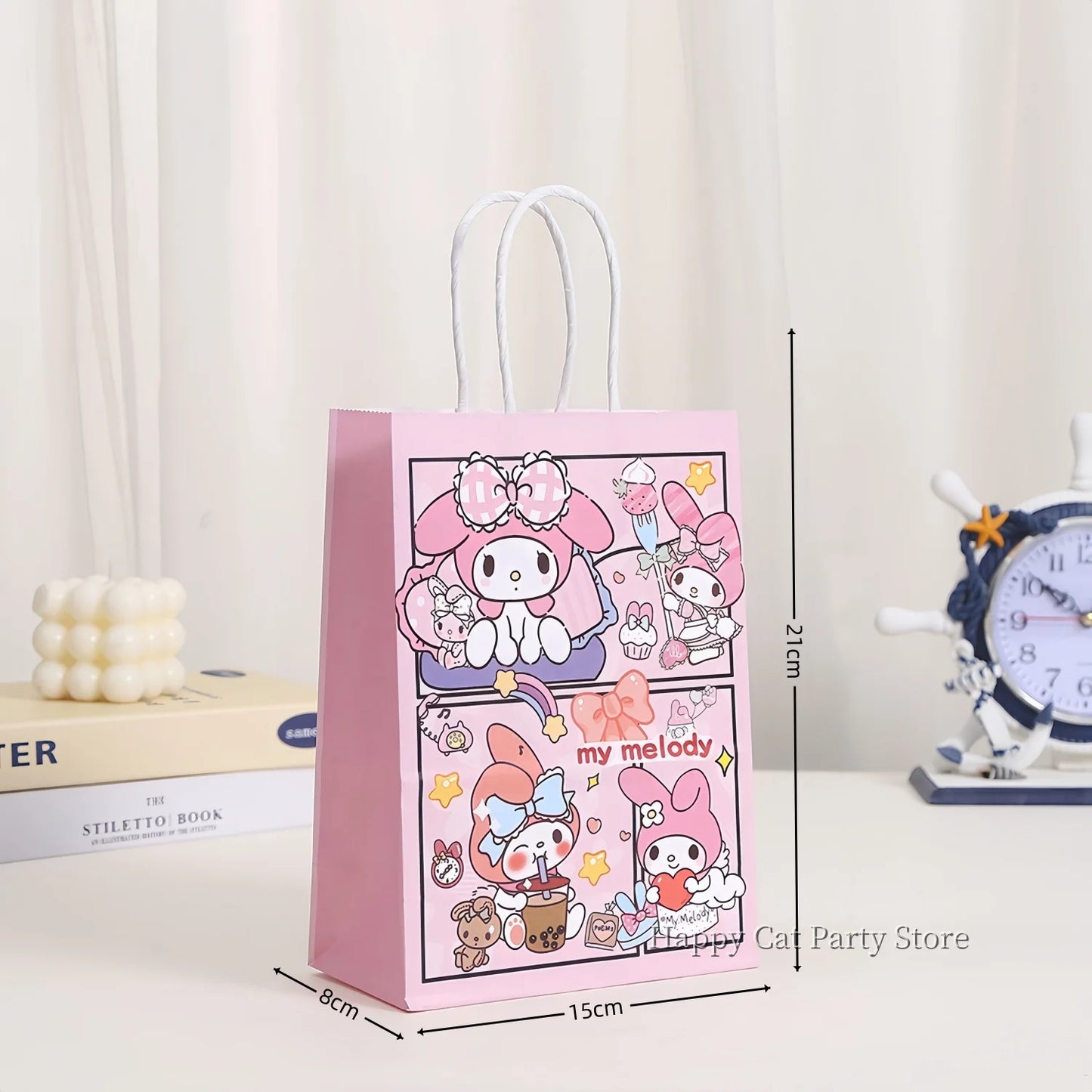 Cinnamoroll Paper Gift Bags Birthday Decor Kuromi Candy Bag Hello Kitty Biscuit Package boys Girls Favors Gifts Party Supplies