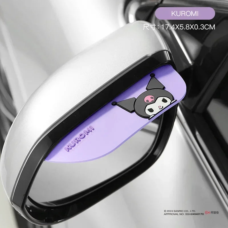 サンリオ カー バックミラー レインブラウ ウェザーガード 視界保護ミラー サンバイザー 防水 キャラクター クローミ マイメロ カーアクセサリー