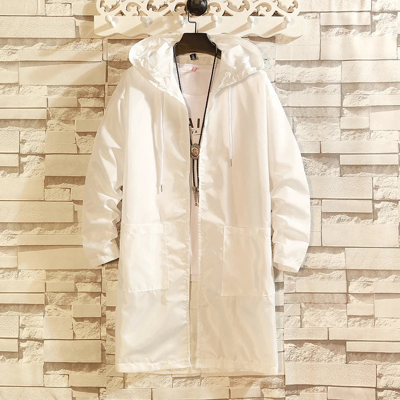 Streetwear Casual Hoodie Windbreaker Breathable Ultrathin Sunscreen Jacket Outdoor Male Trench Coat Sun Protection Clothing Men