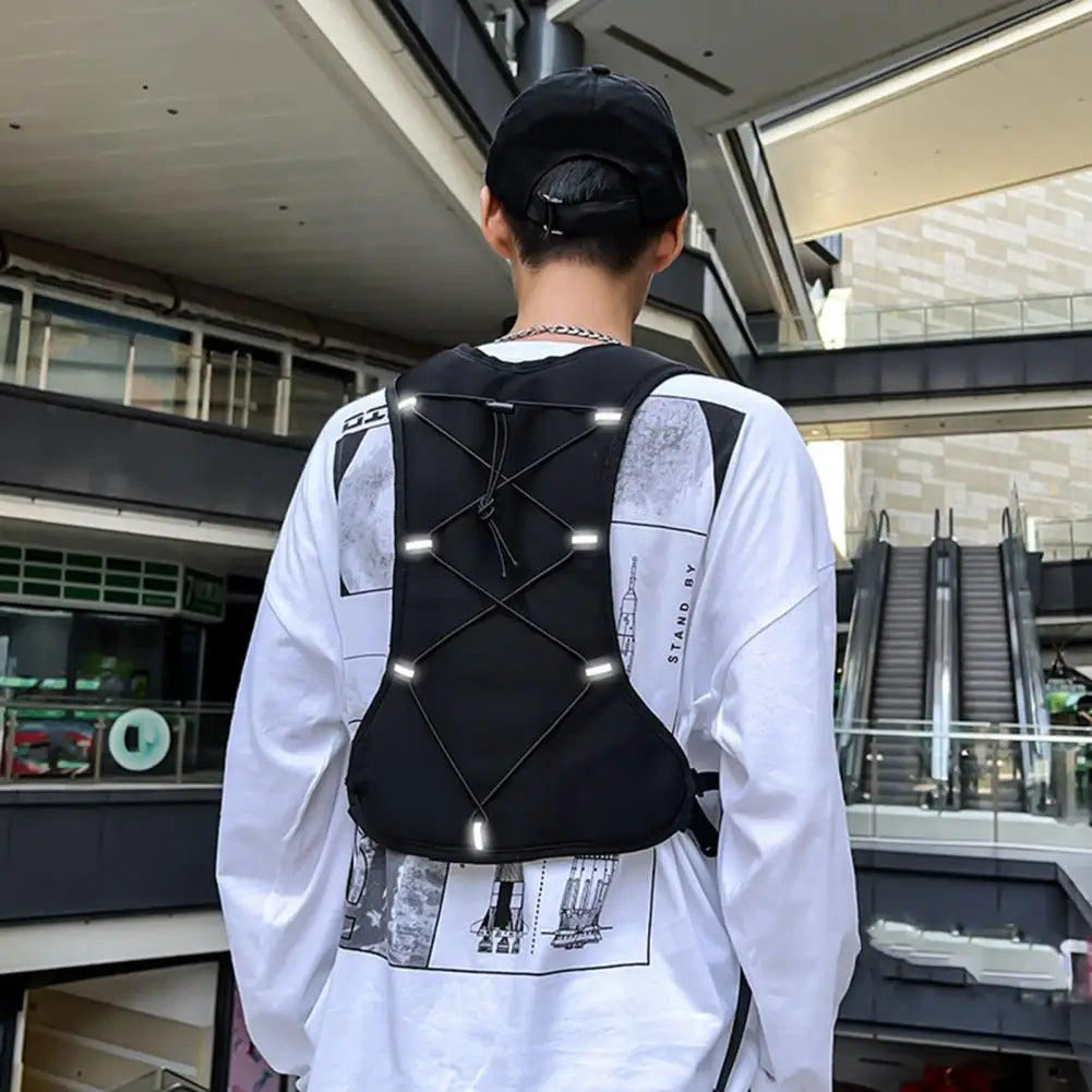 Multi-pocket Chest Bag European American Style Men Chest Bag Reflective Strip Street Culture Inspired Bag Men Safety Vest