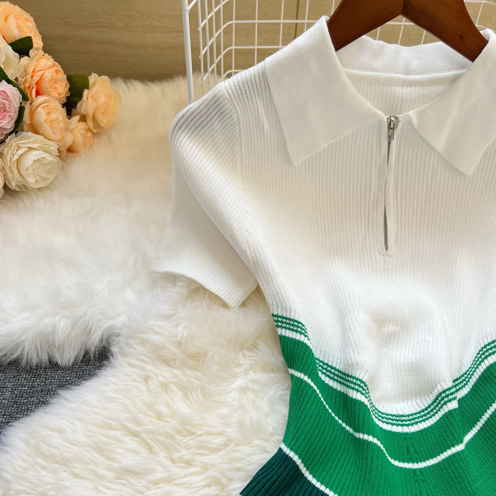 YuooMuoo Chic Fashion Sexy Wrap Hips Mini Dress 2025 Ins Hot Patchwork Slim Waist Knitted Summer Dress Streetwear Lady Outfits