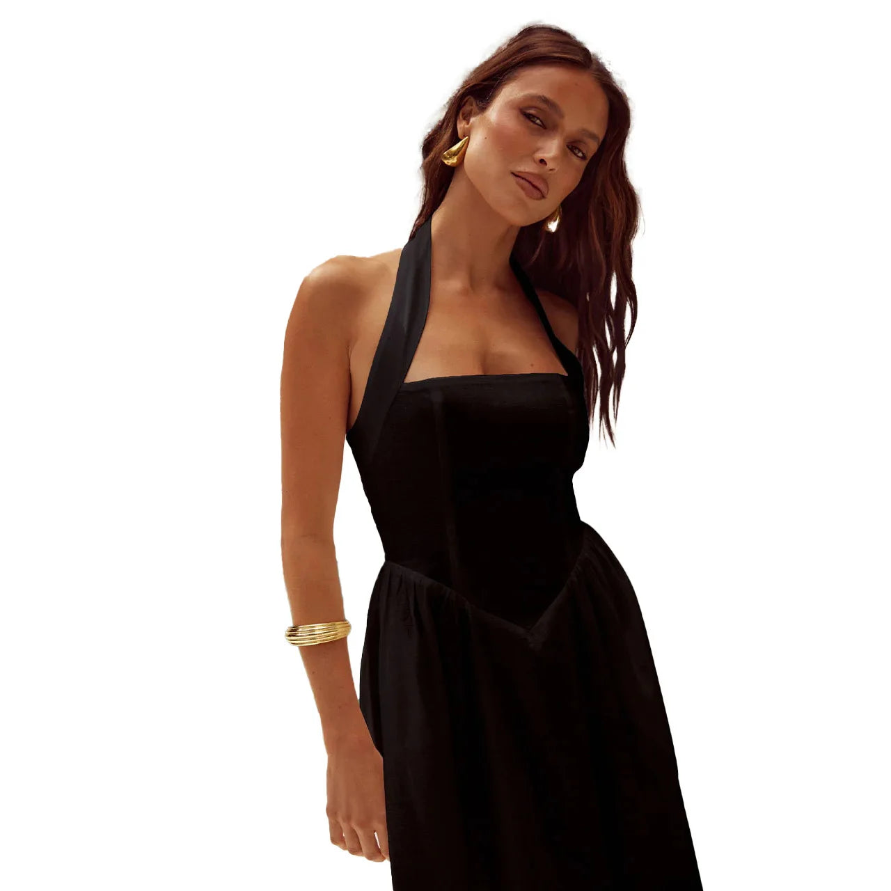 Fashion Halter Neck Long Dresses Women 2024 Summer New Sexy Backless Temperament Commuting Maxi Dress Female Streetwear Vestidos
