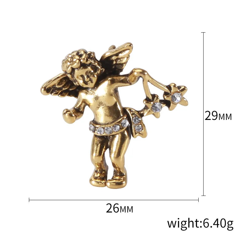 Enamel Angel Brooches for Women Unisex Cupid Love Character Pins Banquet Party Backpack Gifts Jewelry Accessories