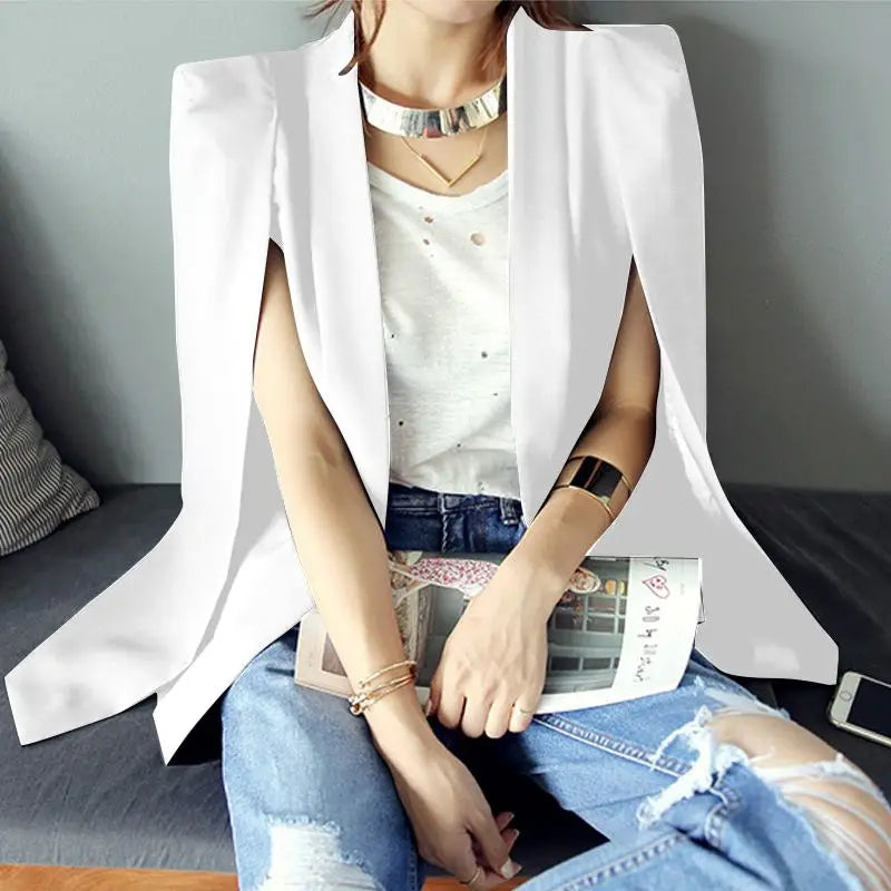 ZANZEA 2024 Summer Office Solid Cape Women Lapel Cloak Blazer Fashion Split Sleeve Coat Casual OL Black Suit Jacket Workwear