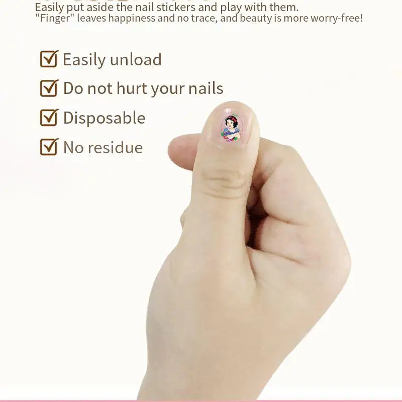 5pcs Disney Frozen Nail Stickers Nail Art Decorations Stickers Girls Stitch Minnie Anime Character Press on Nails Accesories Toy