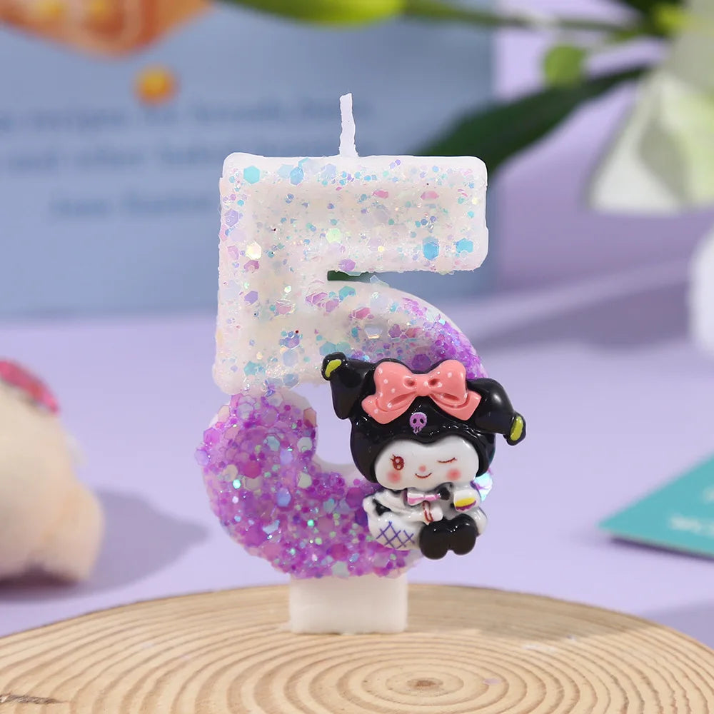 Kawaii Kuromi Birthday Candle Sanrio Purple 0-9 number Candles Birthday Cake Decoration Anniversary Party Candles Scene supplies